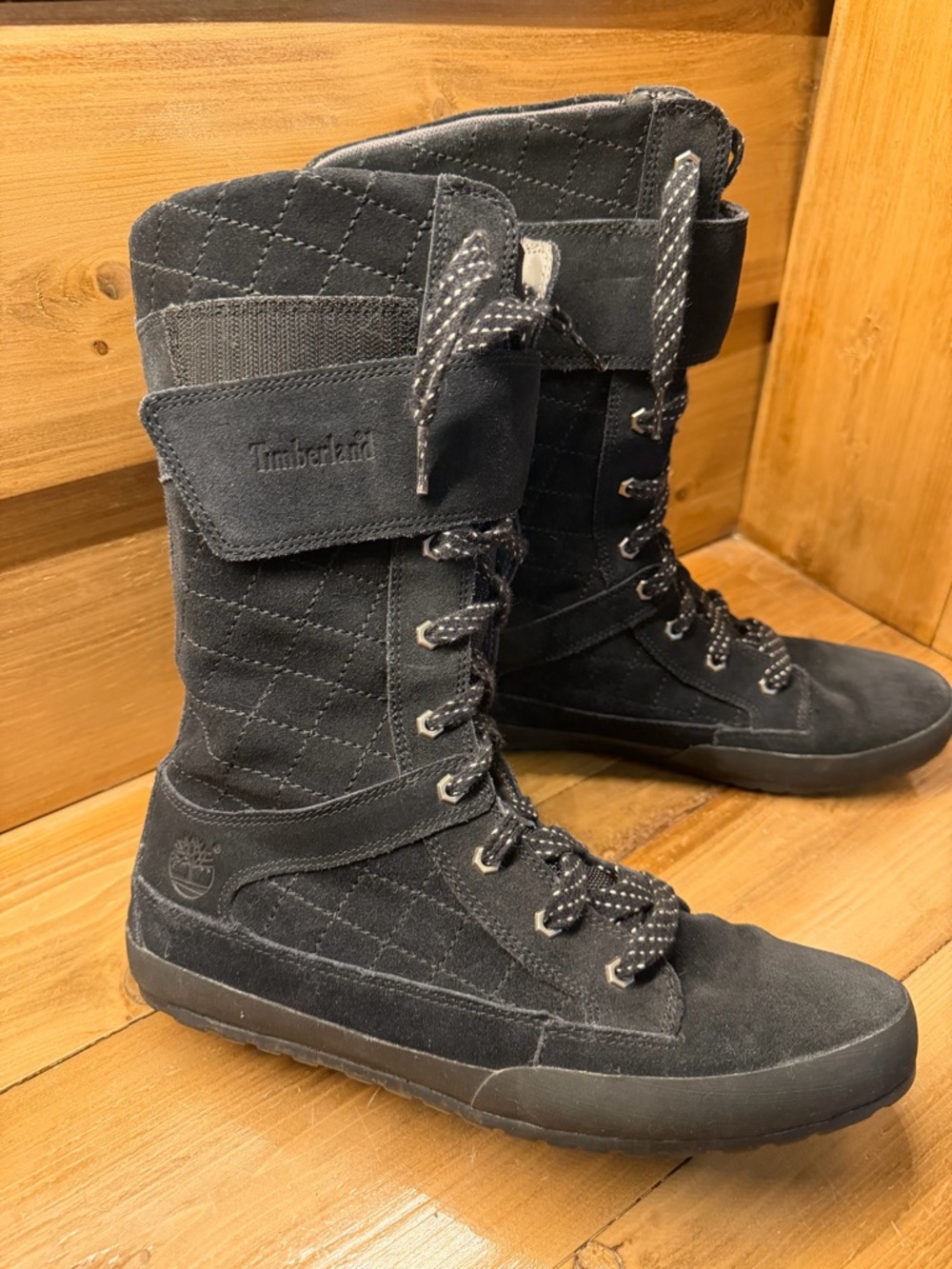 Timberland Women's Black Lace-Up Suede Mid-Calf Boots Size 8.5